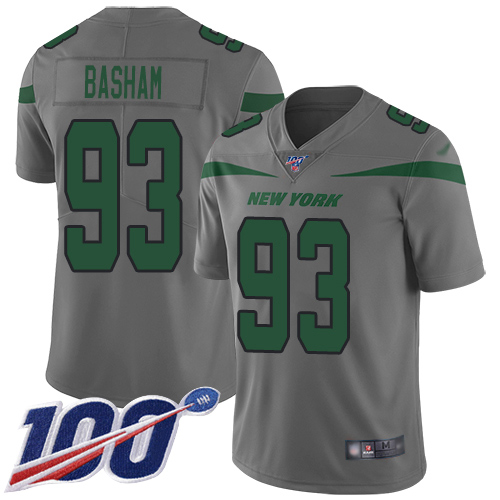 New York Jets Limited Gray Youth Tarell Basham Jersey NFL Football #93 100th Season Inverted Legend->->Youth Jersey